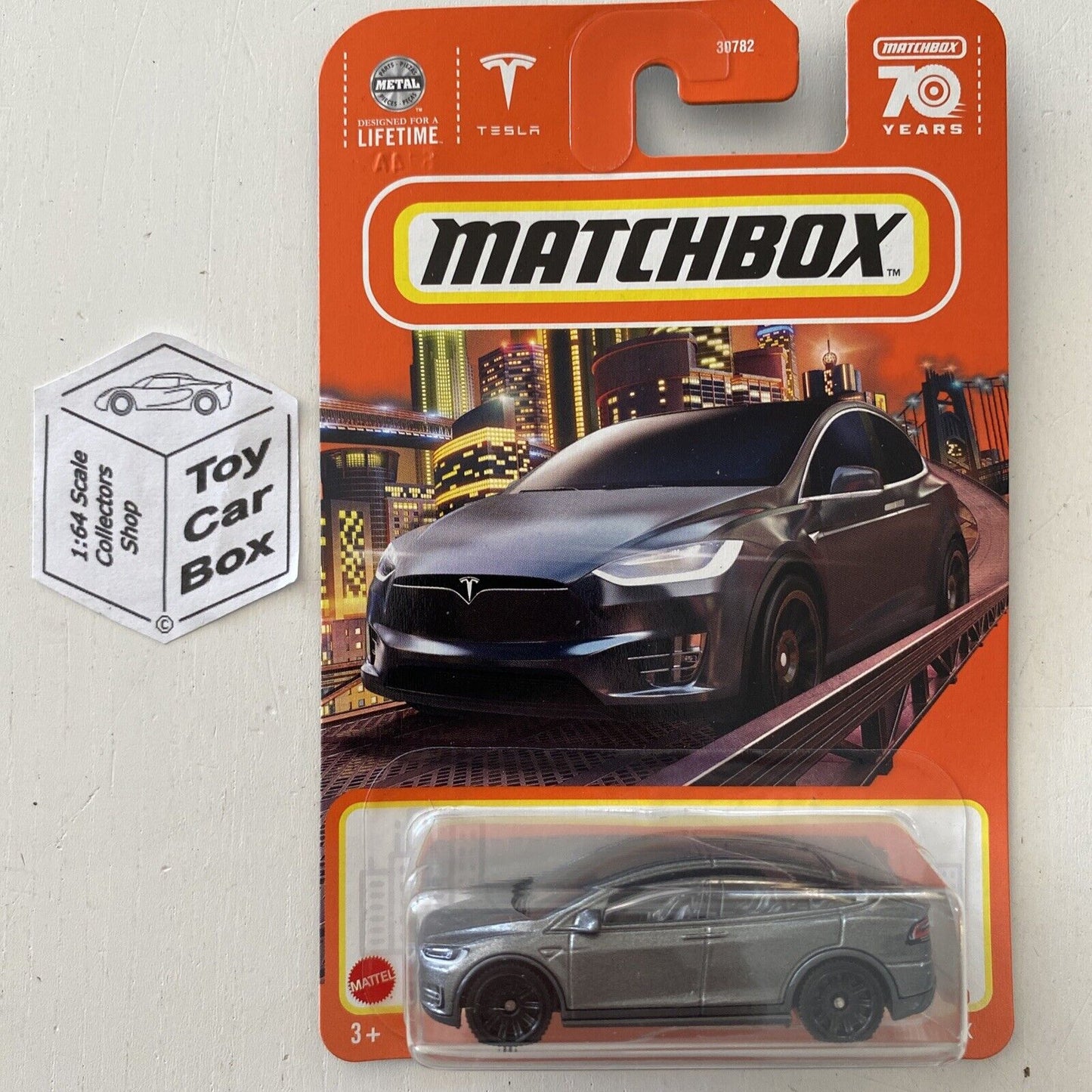 2023 MATCHBOX #90 - Tesla Model X (Grey - Long Card) B92