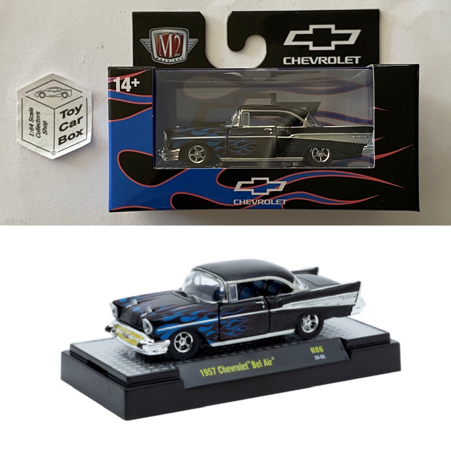 M2 MACHINES - 1957 Chevy Bel Air (Black - Detroit Muscle R86) L92g