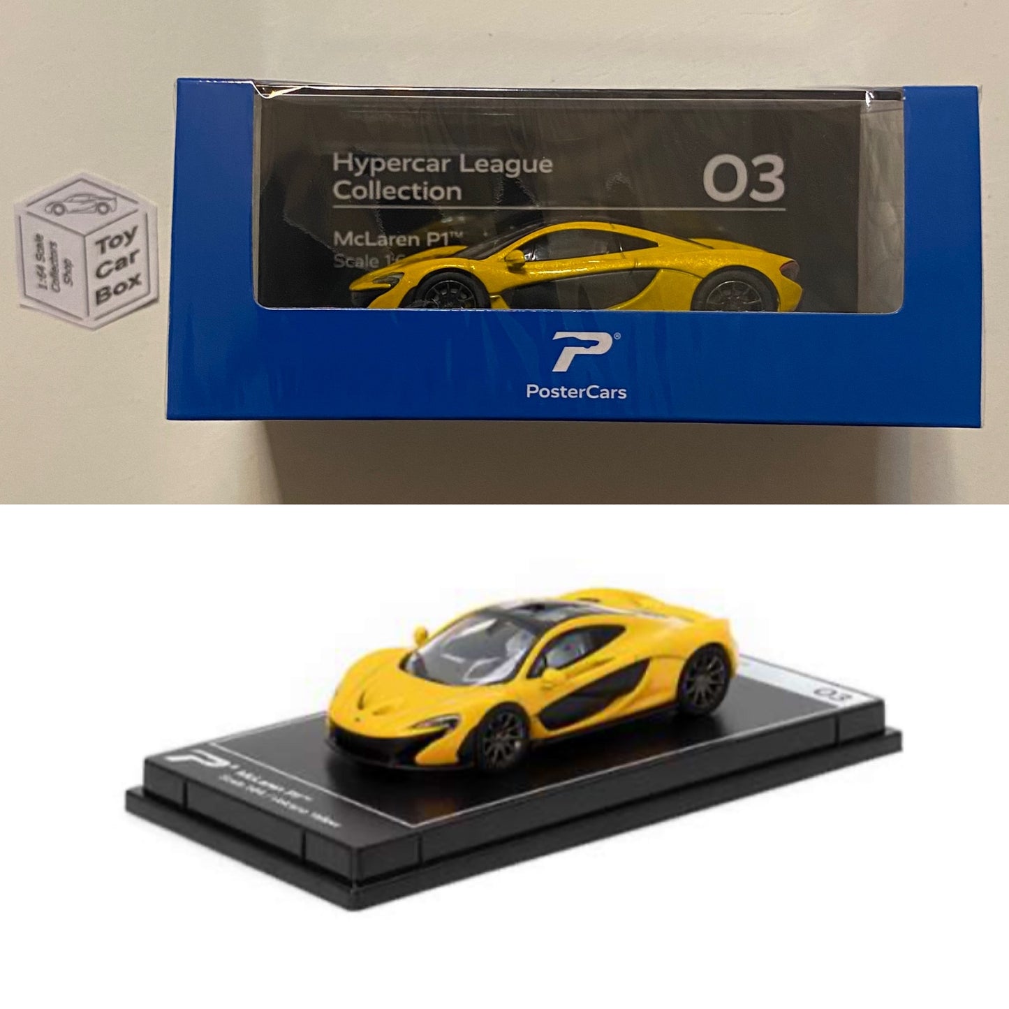 KINTOY POSTER CARS - McLaren P1 (Volcano Yellow - 1/64 Scale Hypercar) H27g