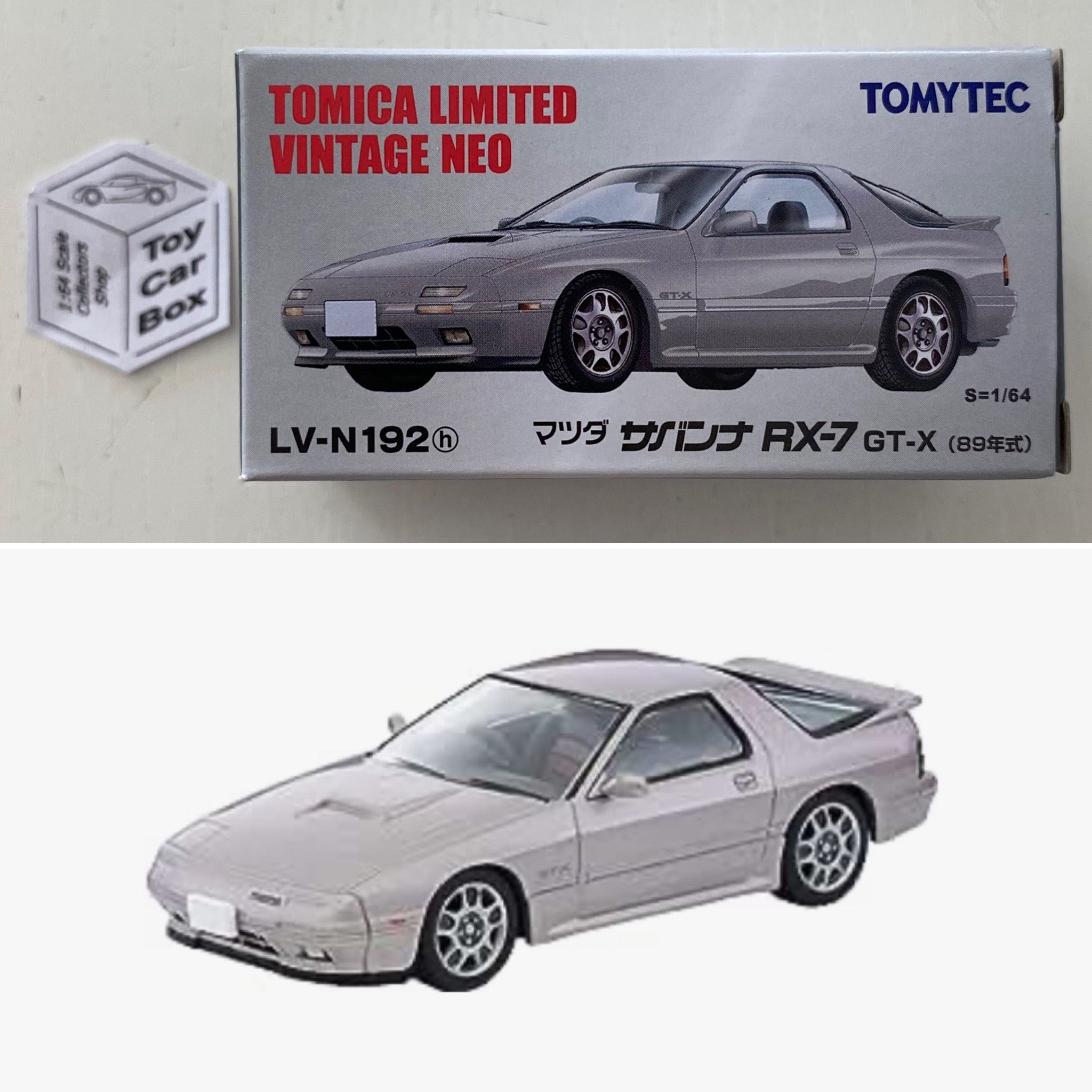 TOMICA Limited Vintage Neo - ‘89 Mazda RX-7 GT-X (1/64 - Grey #LV-N192h)  BH14