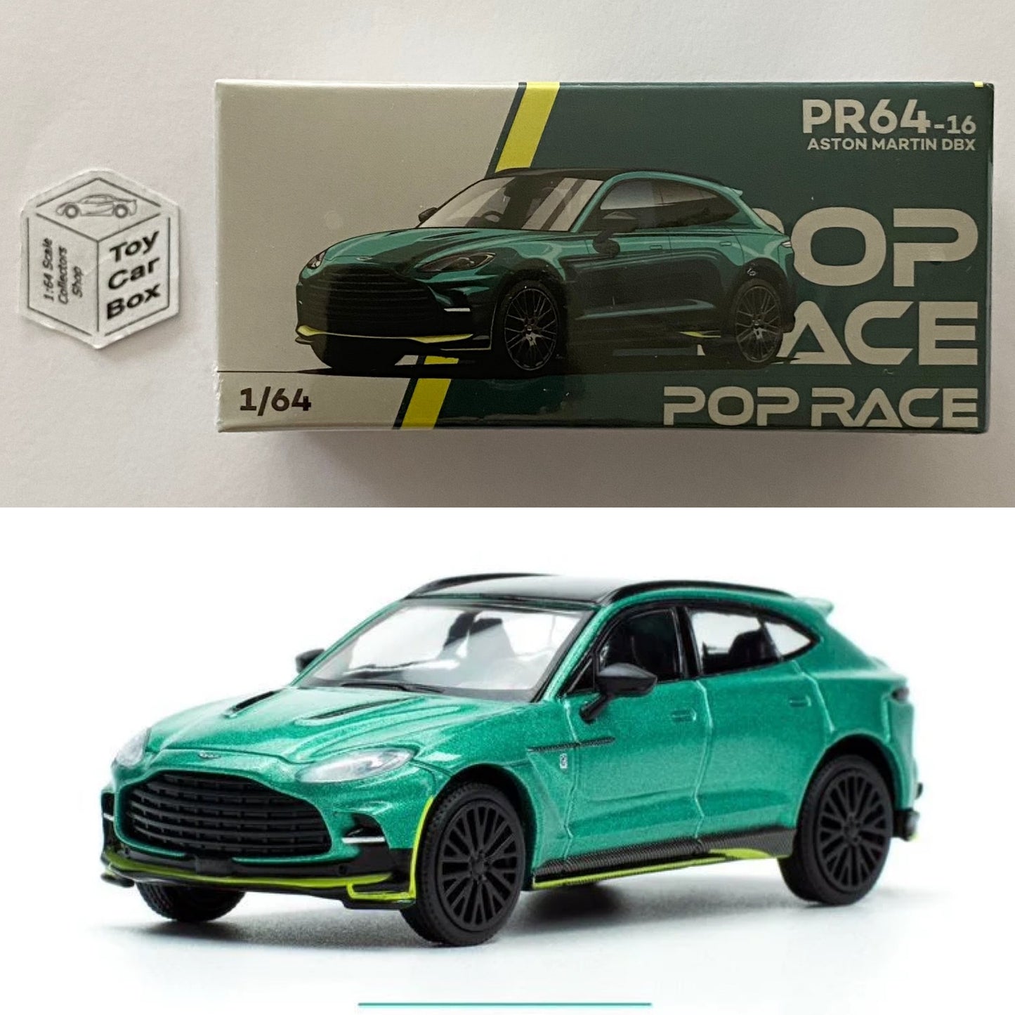 POP RACE - Aston Martin DBX (1:64 Scale - Racing Green #PR640016 - Boxed) O15g