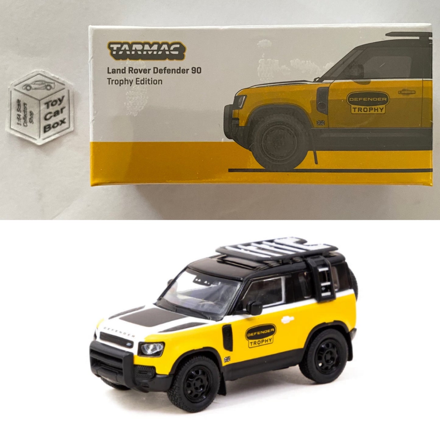 TARMAC - Land Rover Defender 90 L663 (Yellow - Trophy Edition - 1/64 Scale) R57g