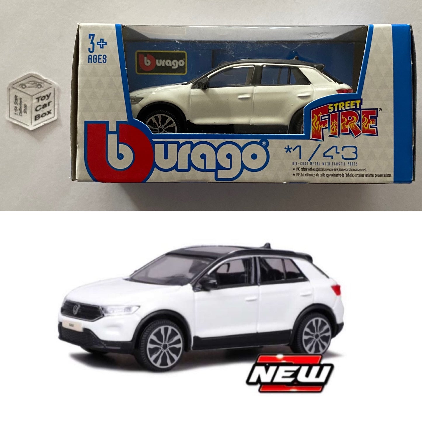 BBURAGO 1/43 - 2021 Volkswagen VW T-Roc (White - Street Fire) E28g