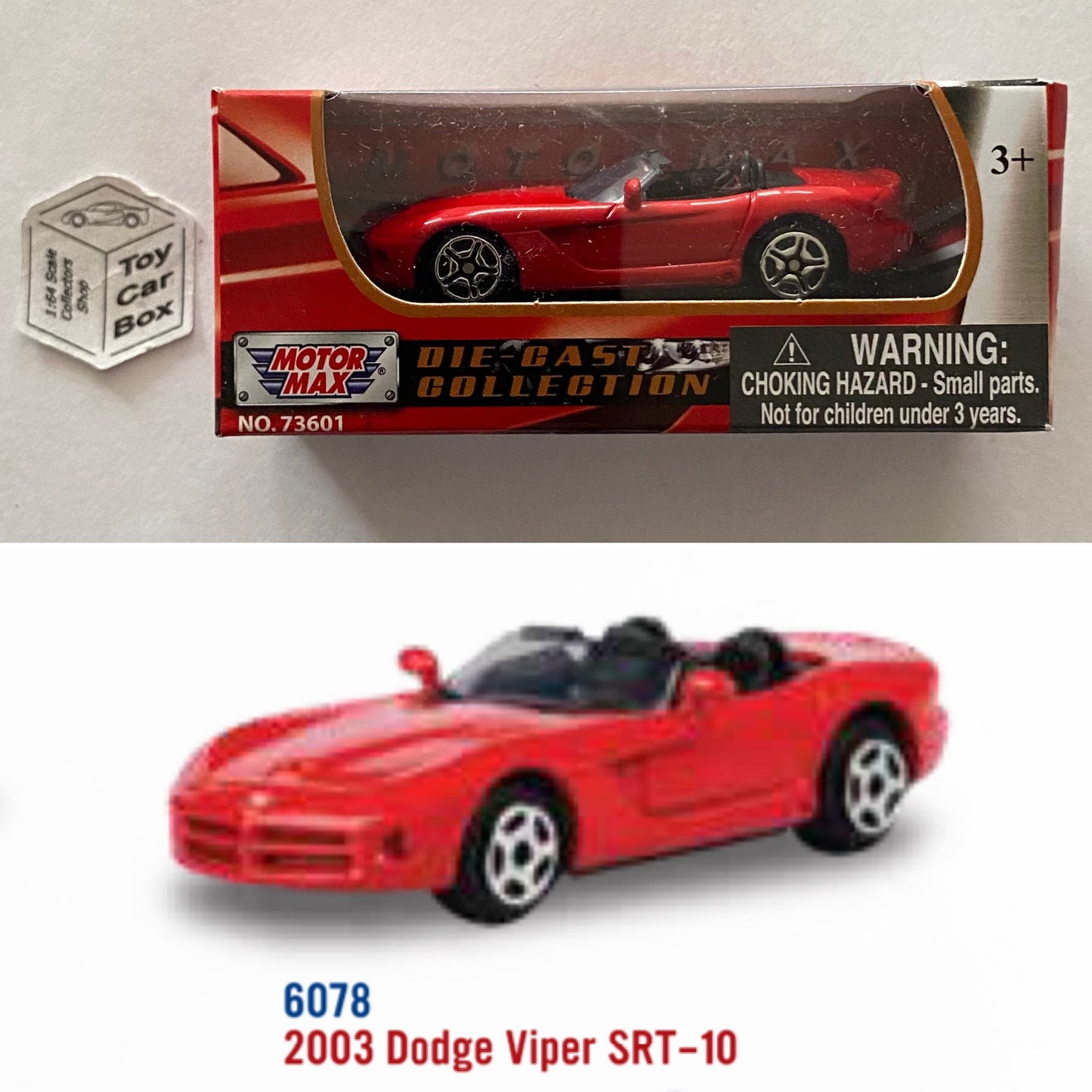 MOTORMAX - 2003 Dodge Viper SRT-10 (Red - 3” Series / 1:64* - Boxed) B48g