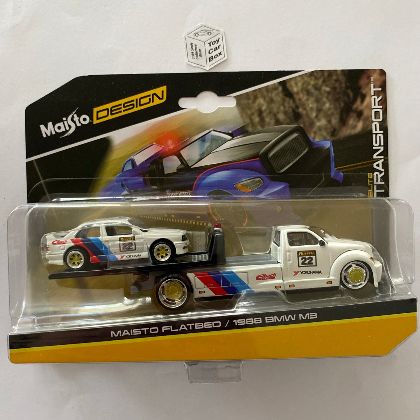 MAISTO 1/64 Elite Transport - 1988 BMW M3 & Flatbed Truck (White) R56g