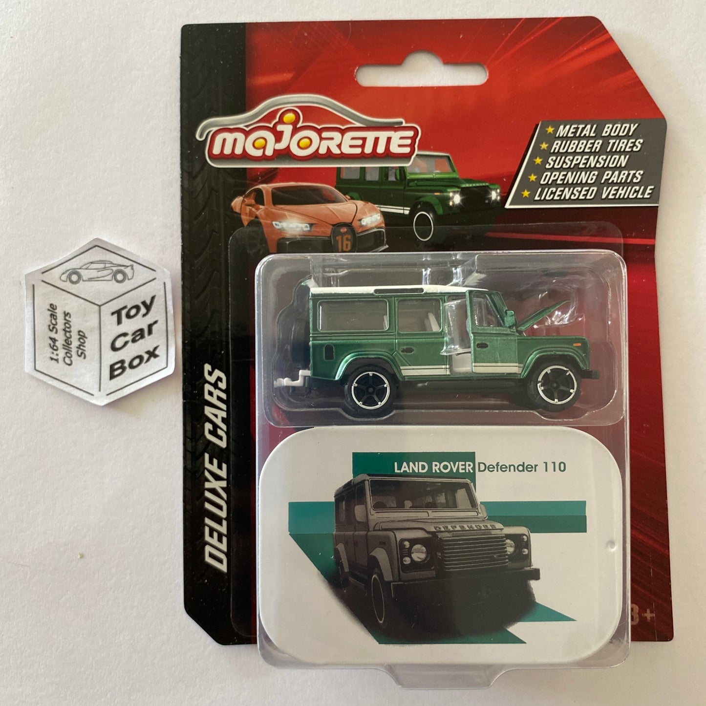 MAJORETTE Land Rover Defender 110 (Green - Deluxe with Metal Tin) 1/64* I23