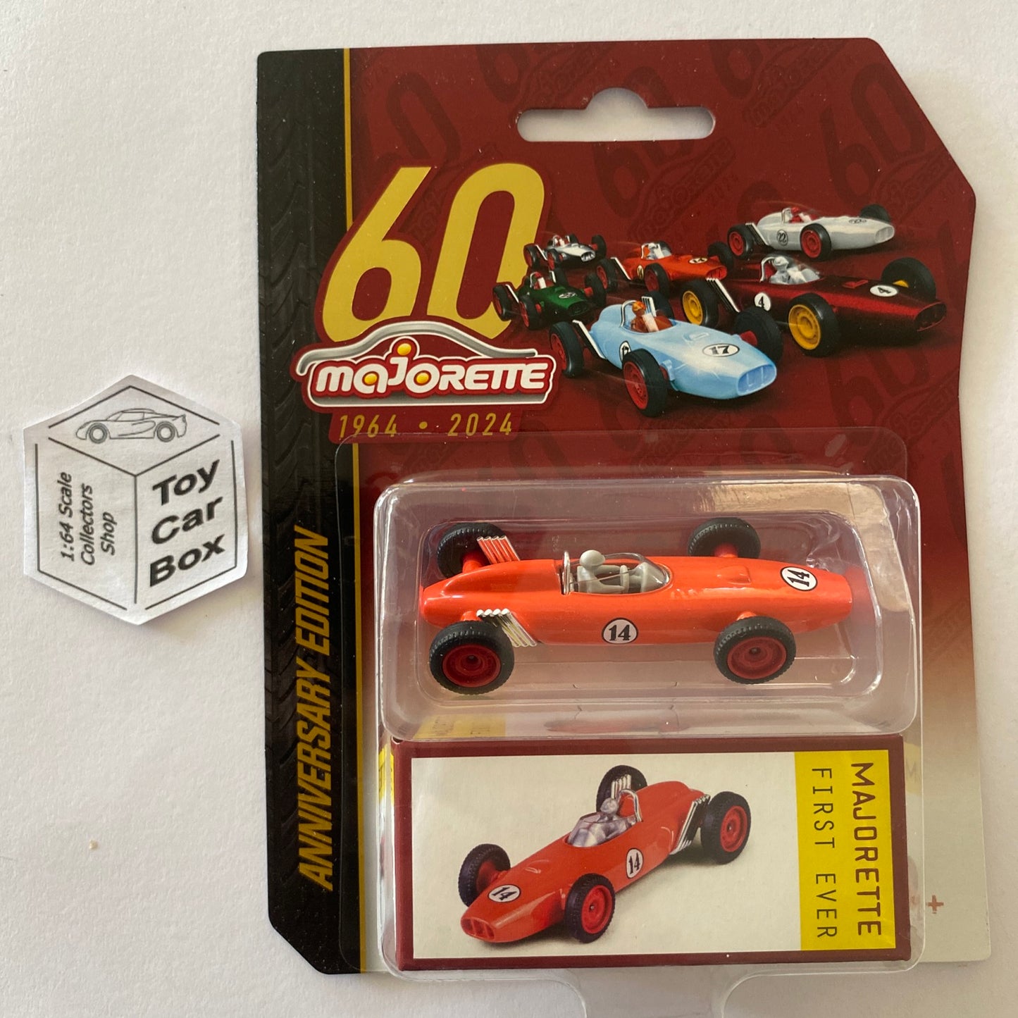 MAJORETTE First Ever Racer (Orange #14 - 60th Anniversary Car & Box) 1/64* E23