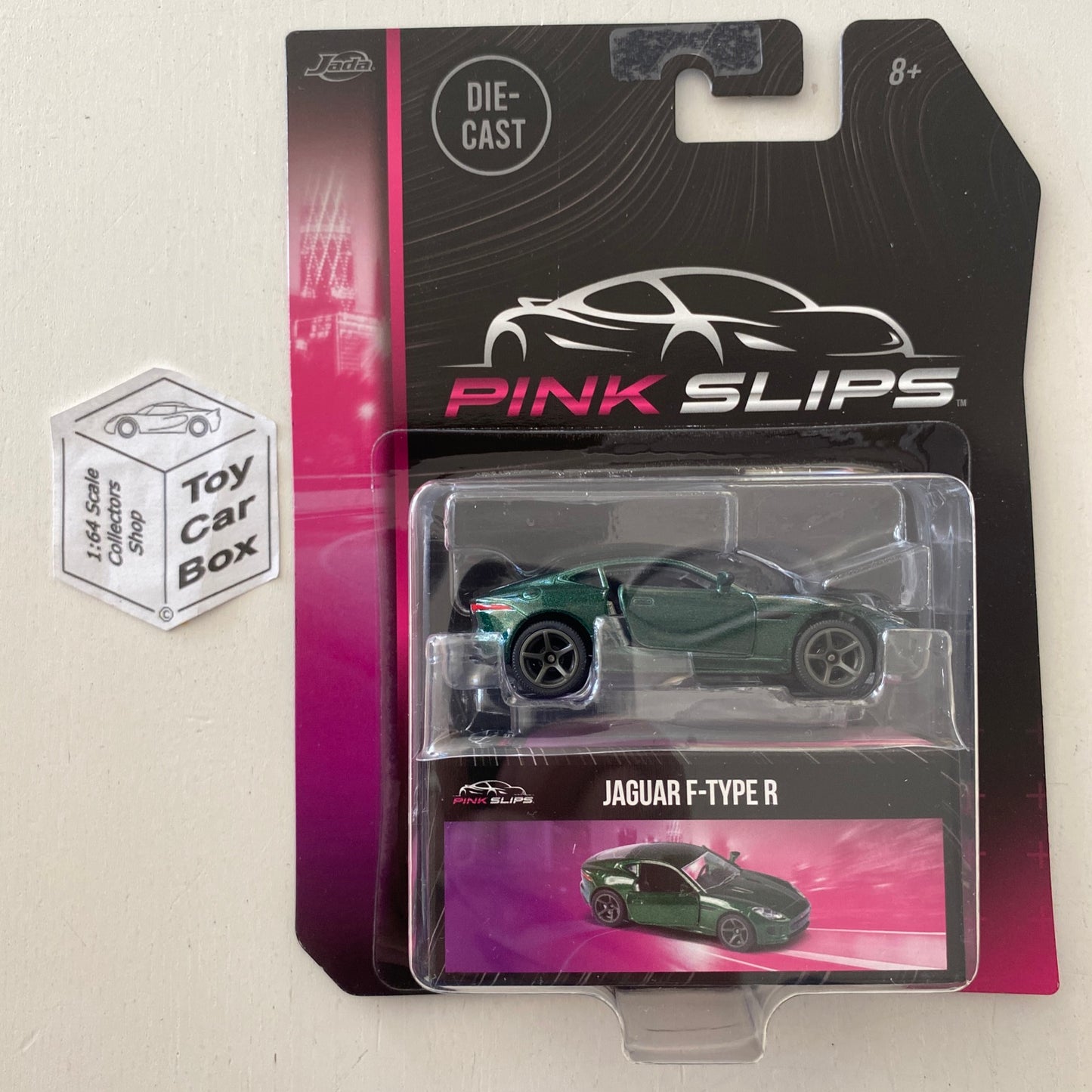 MAJORETTE - Jaguar F-Type R (Green - Jada Pink Slips - Collector Box) E88