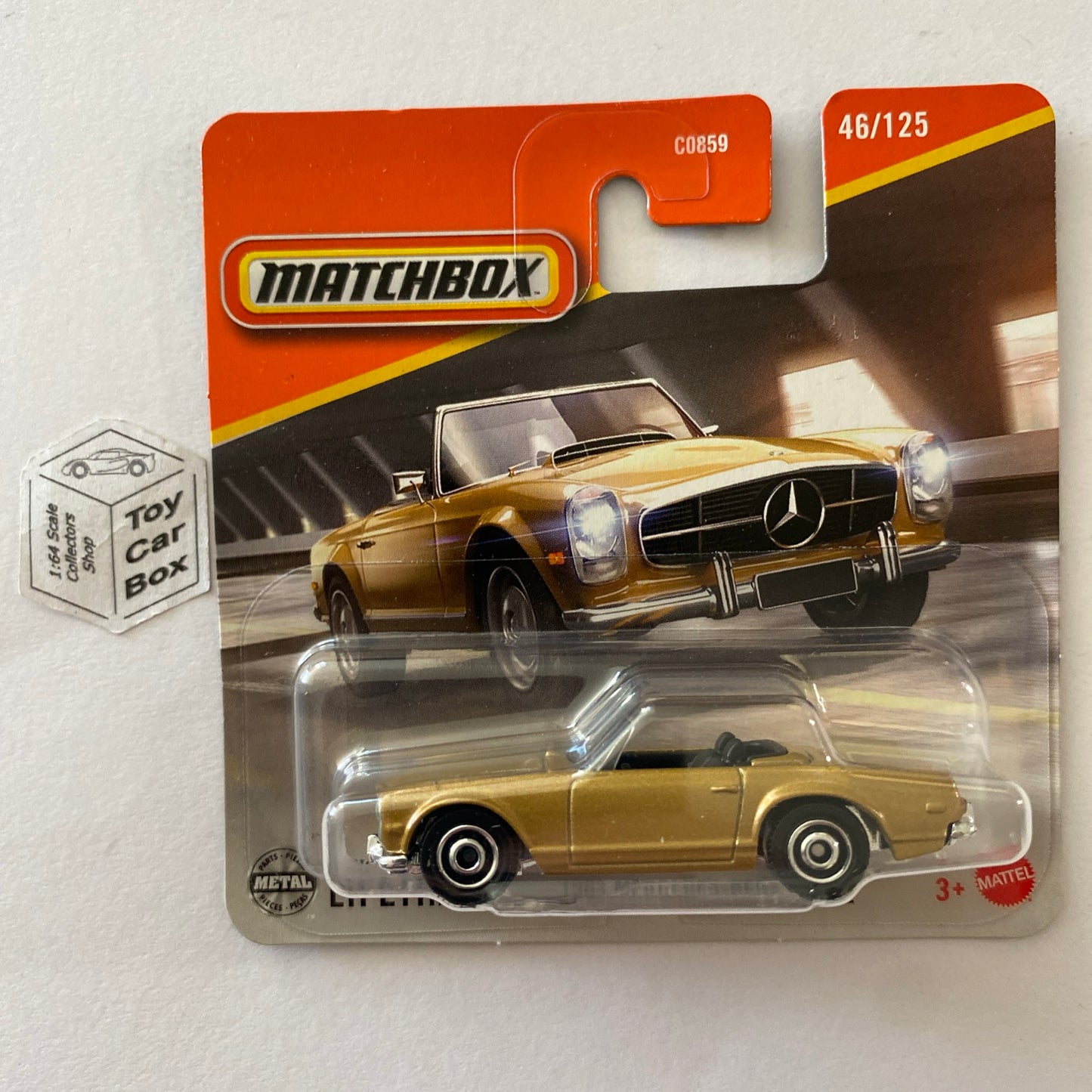 2025 MATCHBOX #46 - 1963 Mercedes-Benz 230SL (Gold - Short Card - Unopened) B04g