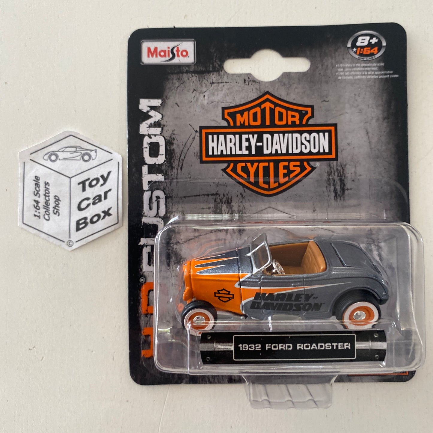 MAISTO 1:64 - 1932 Ford Roadster (Themed: Harley Davidson - Grey & Orange) H25