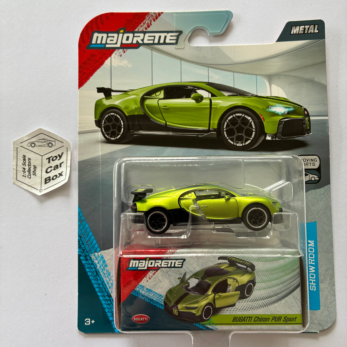 MAJORETTE Bugatti Chiron Pur Sport (Lime Green - Deluxe - Collectors Box) H07