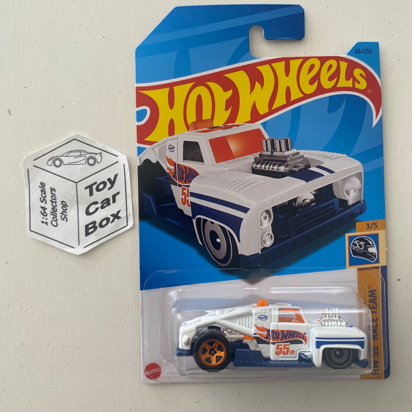 2023 HOT WHEELS #86 - Erikenstein Rod (White #3 HW 55 Race Team - Long Card) B92