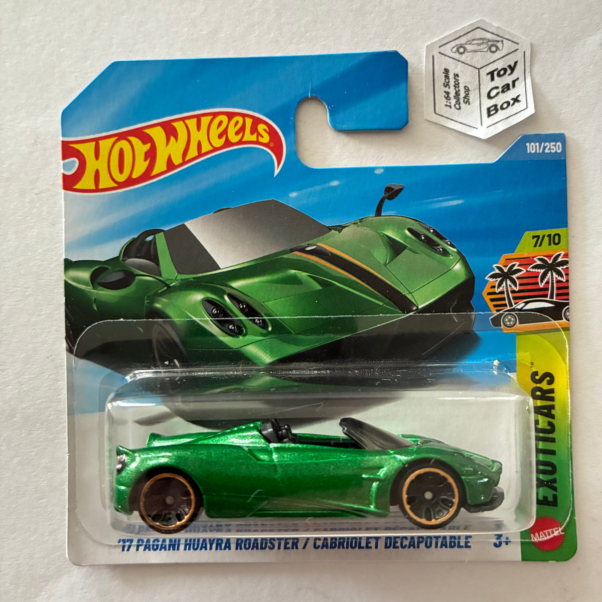 2026 HOT WHEELS #101 - '17 Pagani Huayra Roadster (Green #7 Exoticars - Short Card) B46g