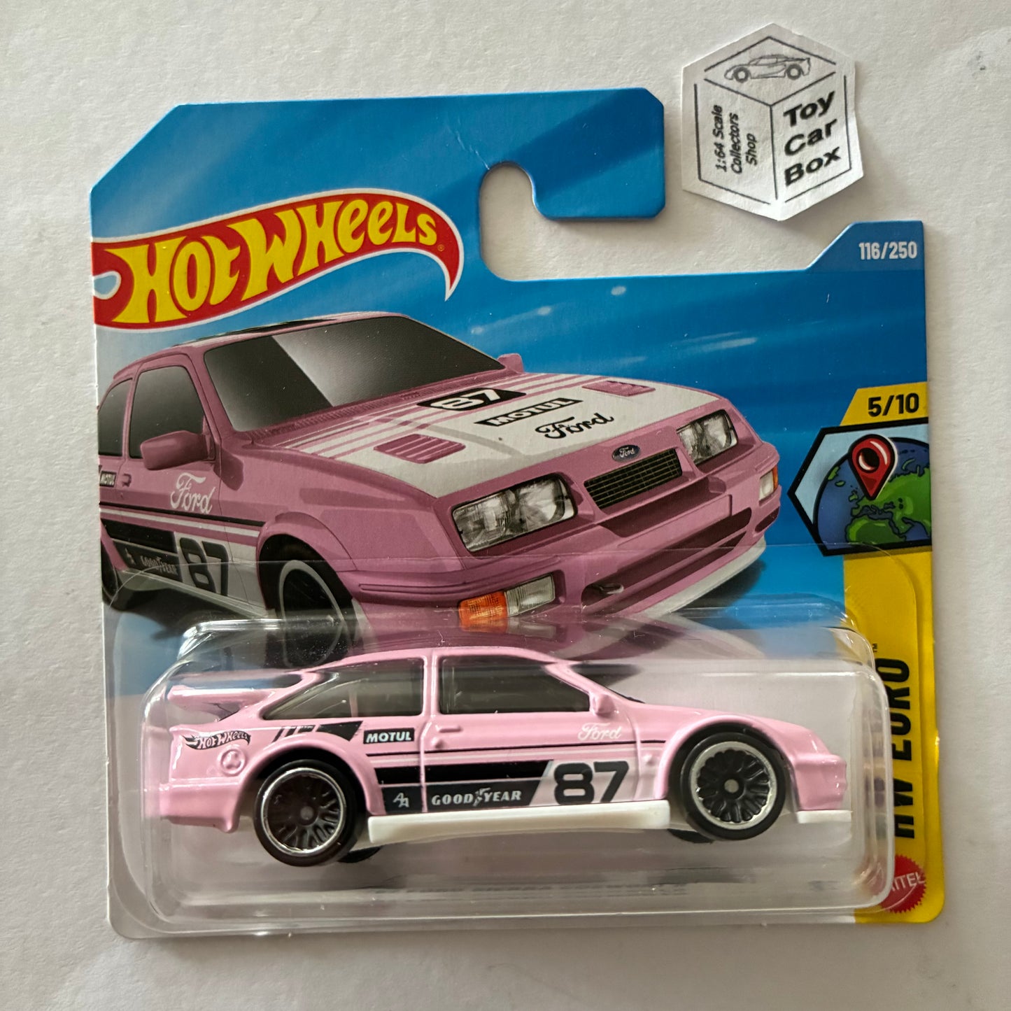 2026 HOT WHEELS #116 - '87 Ford Sierra Cosworth (Pink #5 HW Euro - Short Card) B46g
