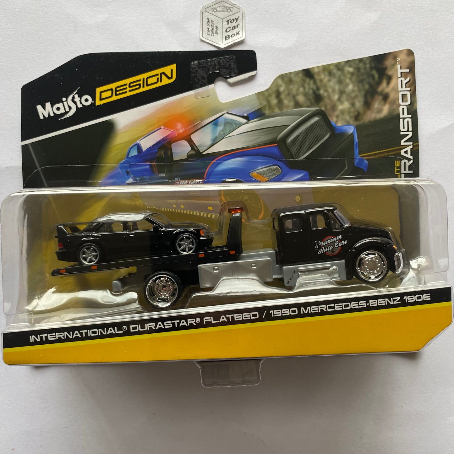 MAISTO 1/64 Elite Transport - 1990 Mercedes -Benz 190E & Durastar Flatbed - R28g