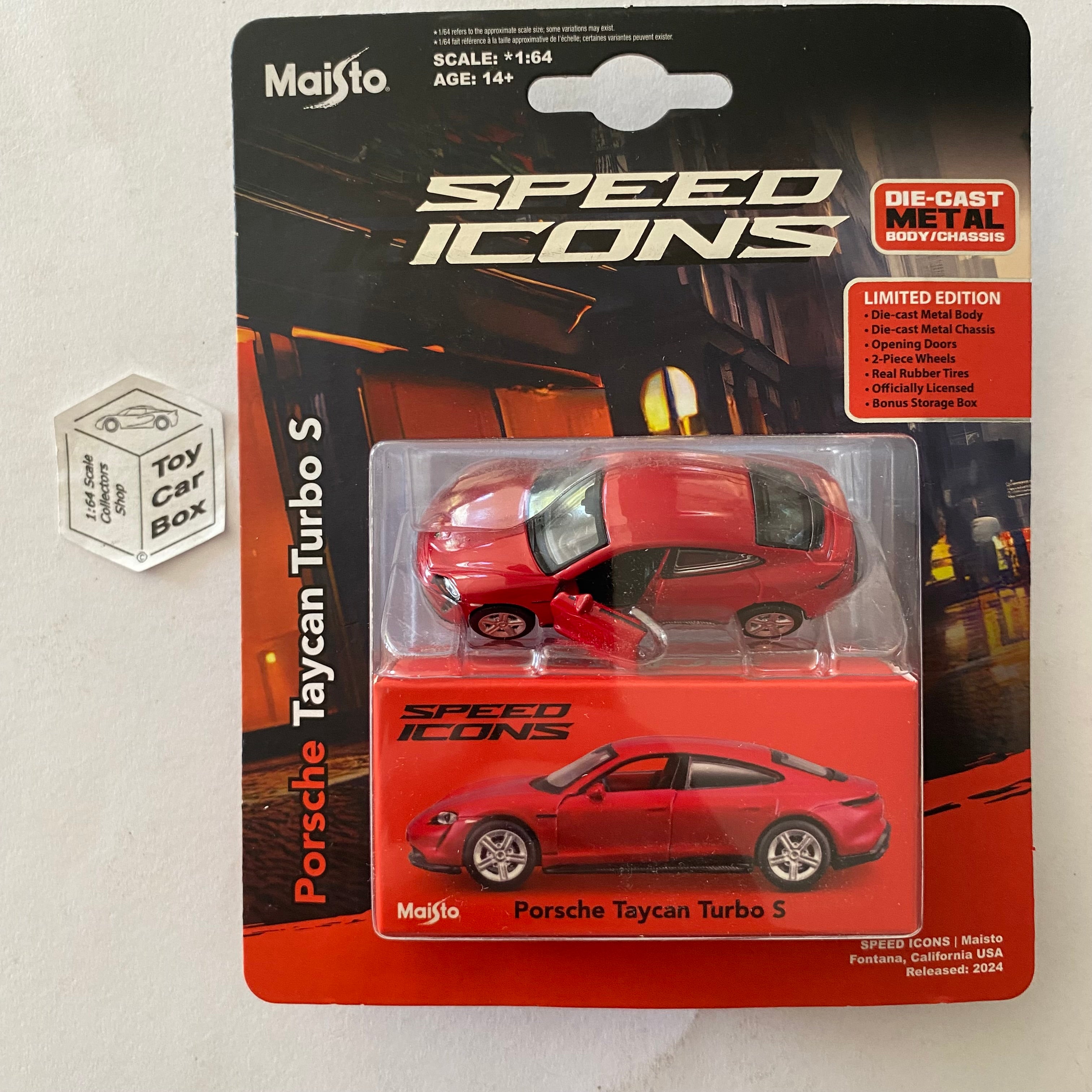 MAISTO Speed Icons - Porsche Taycan Turbo S (Red - Opening Doors