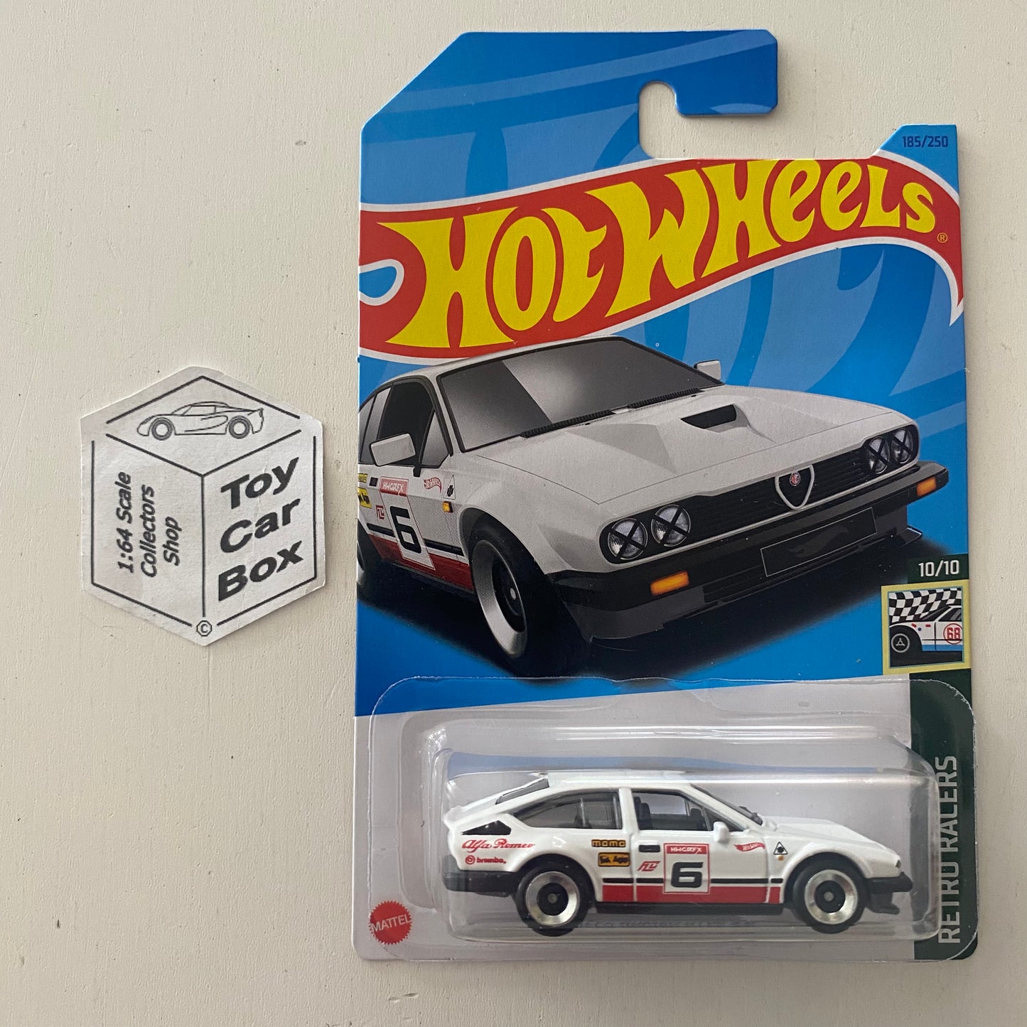 SALE - 2023 HOT WHEELS #185 - Alfa Romeo GTV6 (White #10 Retro Racers - Long Card) B00