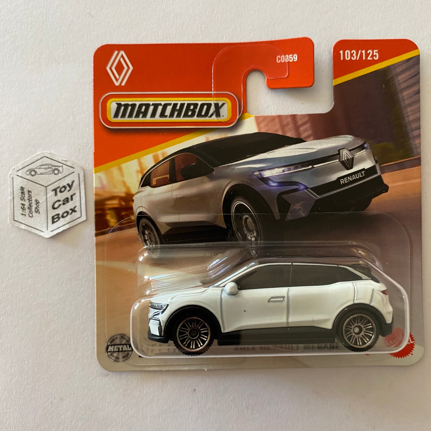 2025 MATCHBOX #103 - 2022 Renault Megane E-Tech (White - Short Card) B04g