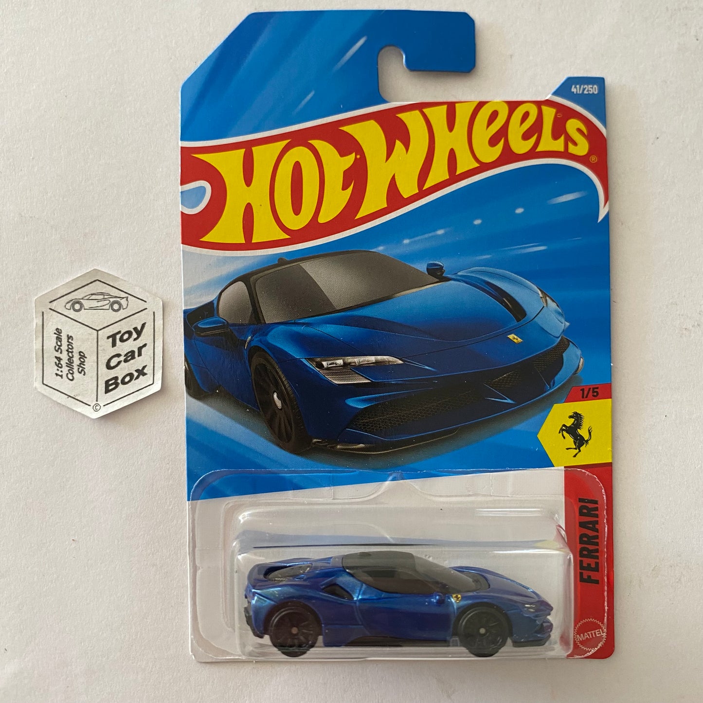 2026 HOT WHEELS #41 - Ferrari SF90 Stradale (Blue #1 Ferrari - Long Card) A80