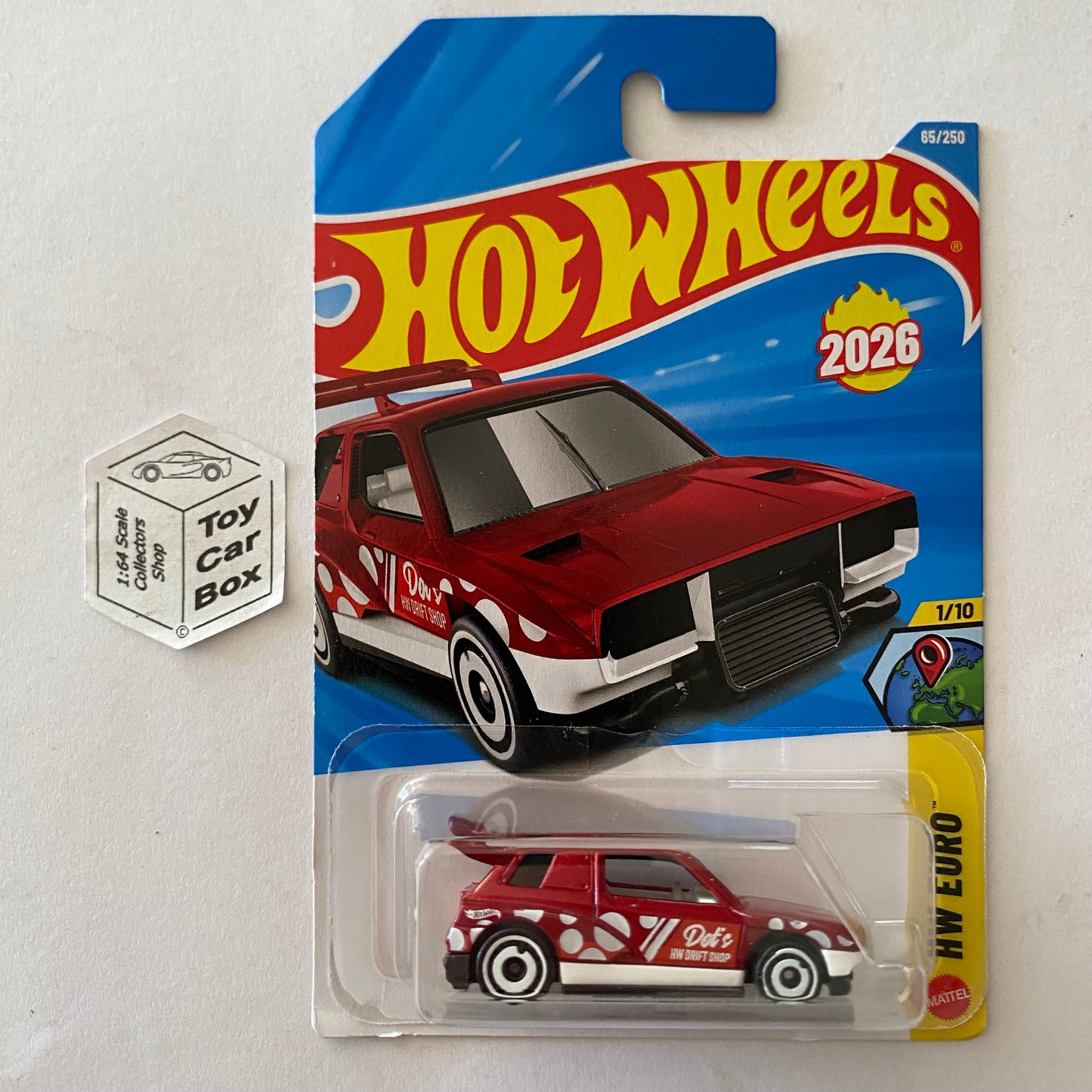 2026 HOT WHEELS #65 - Drift Box (Red #1 HW Euro - Long Card) A00