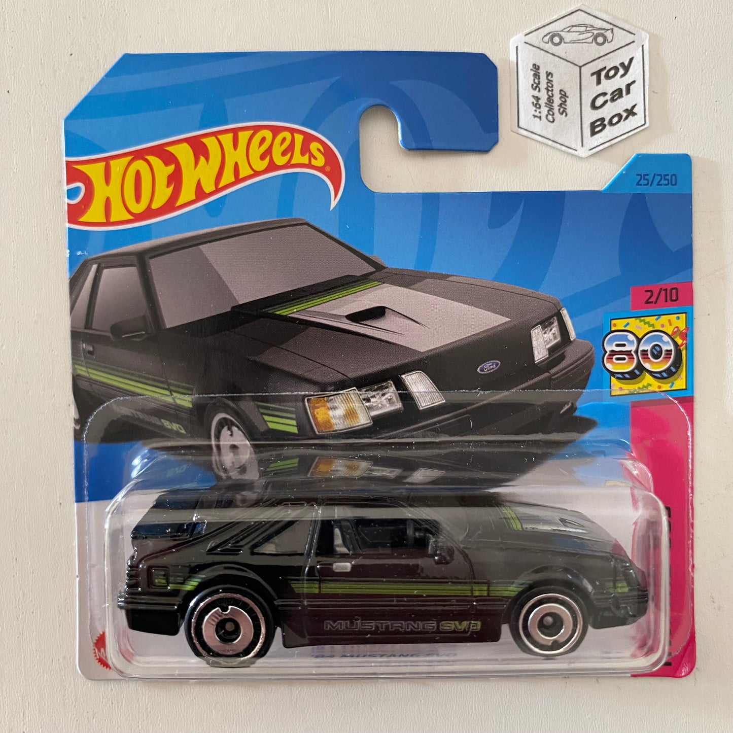 SALE - 2023 HOT WHEELS #25 - ‘84 Ford Mustang SVO (Black - Creased Card) A26