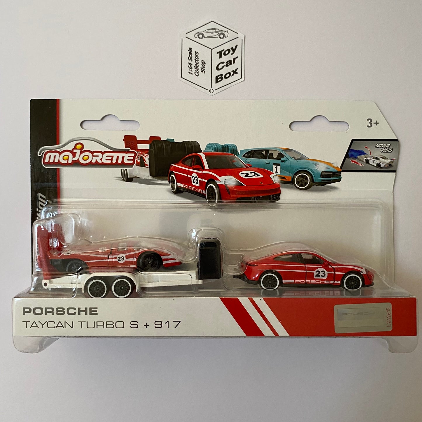 MAJORETTE Race Trailers - Porsche 917 & Taycan Turbo S (Red - 1/64 Scale*) N29