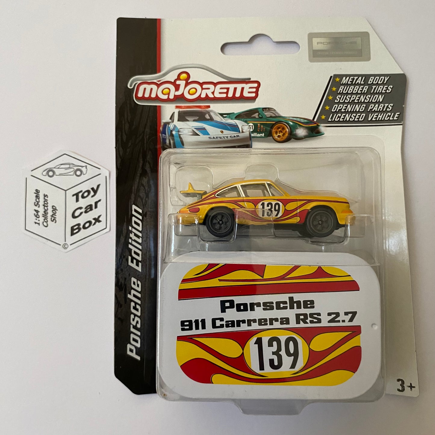 MAJORETTE Porsche 911 Carrera RS 2.7 (Yellow 1/64* Deluxe - Collectors Tin) H13