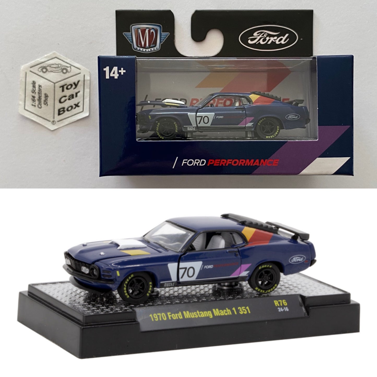 M2 MACHINES - 1970 Ford Mustang Mach 1 351 (Blue - Detroit Muscle R76) L92g