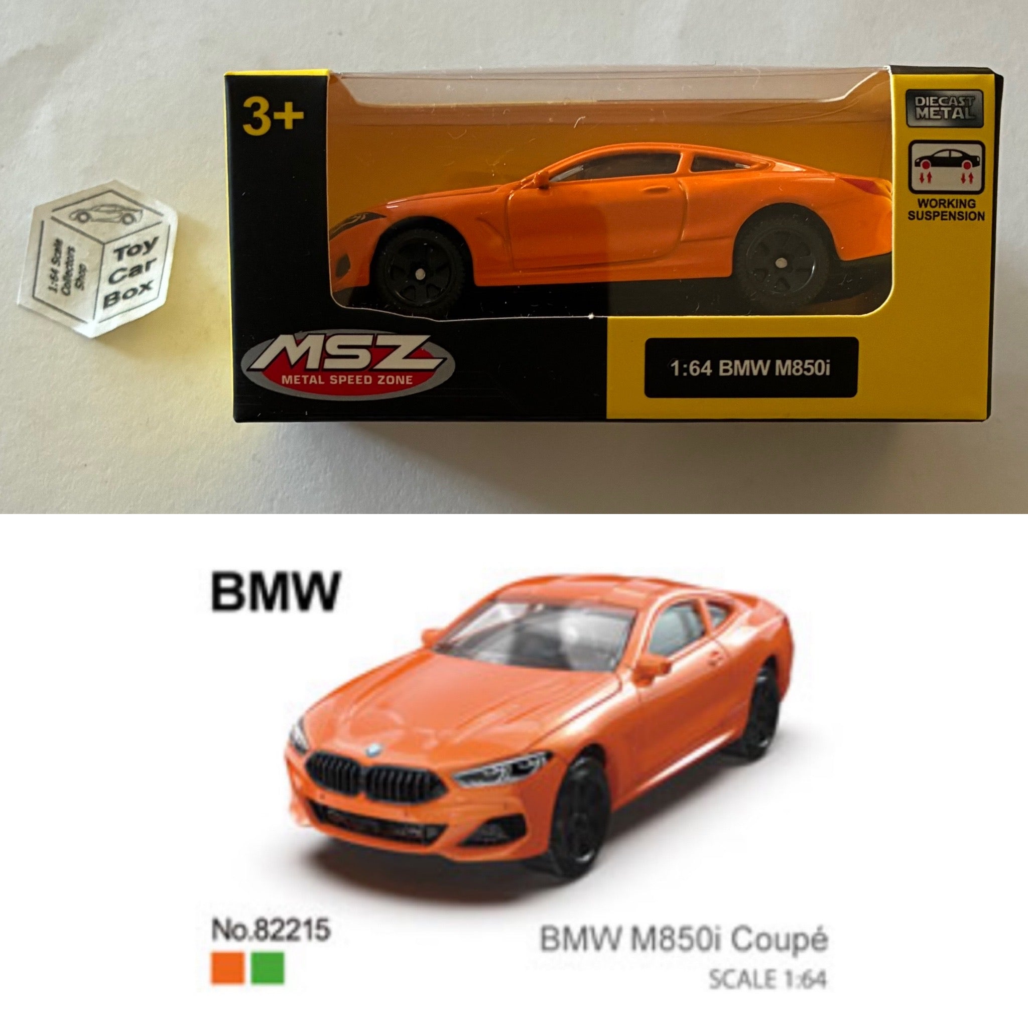 MSZ - BMW M850i (Orange - 1/64 Scale* - Boxed) B49 – Toy Car Box