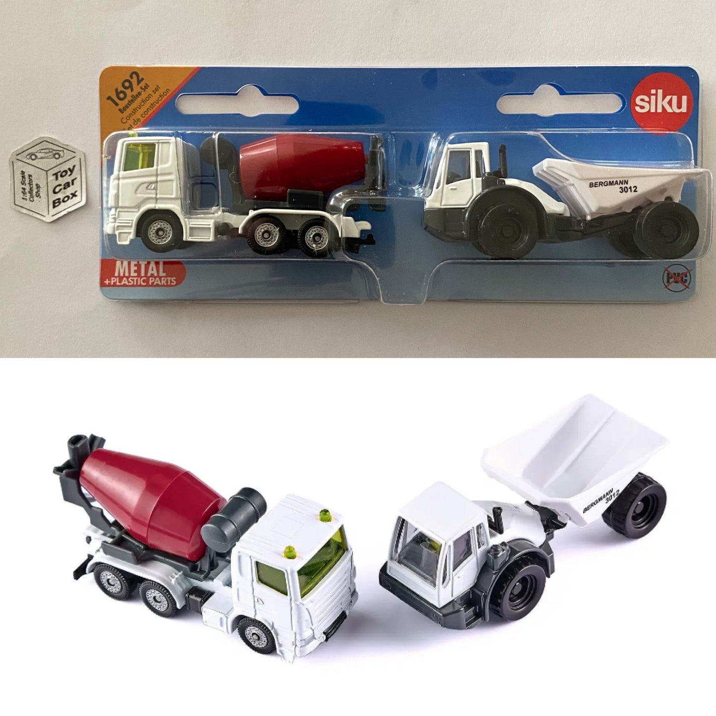 SIKU #1692 - Construction Set (Cement Mixer & Bergman 3012 Tipper -3” Scale) I24