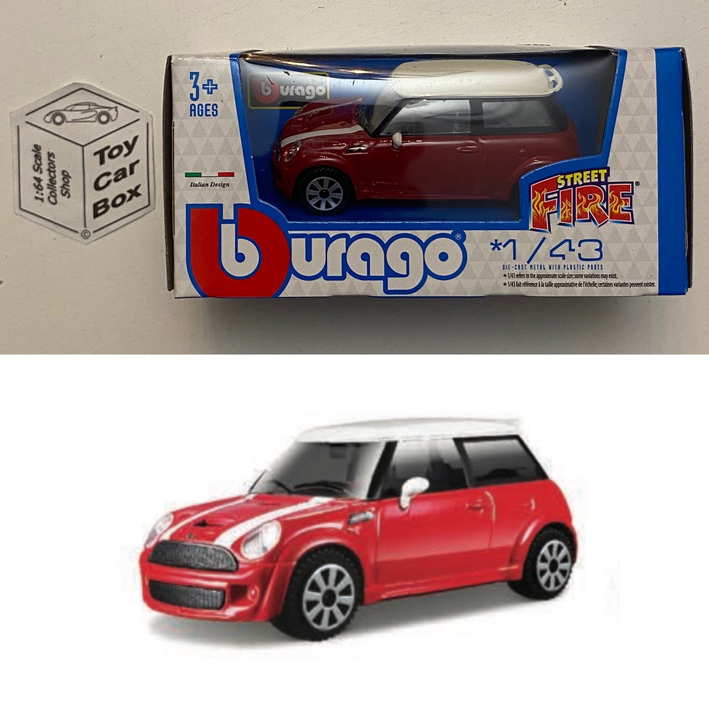 BBURAGO 1/43 - Mini Cooper S (Red - Street Fire - Boxed) E78