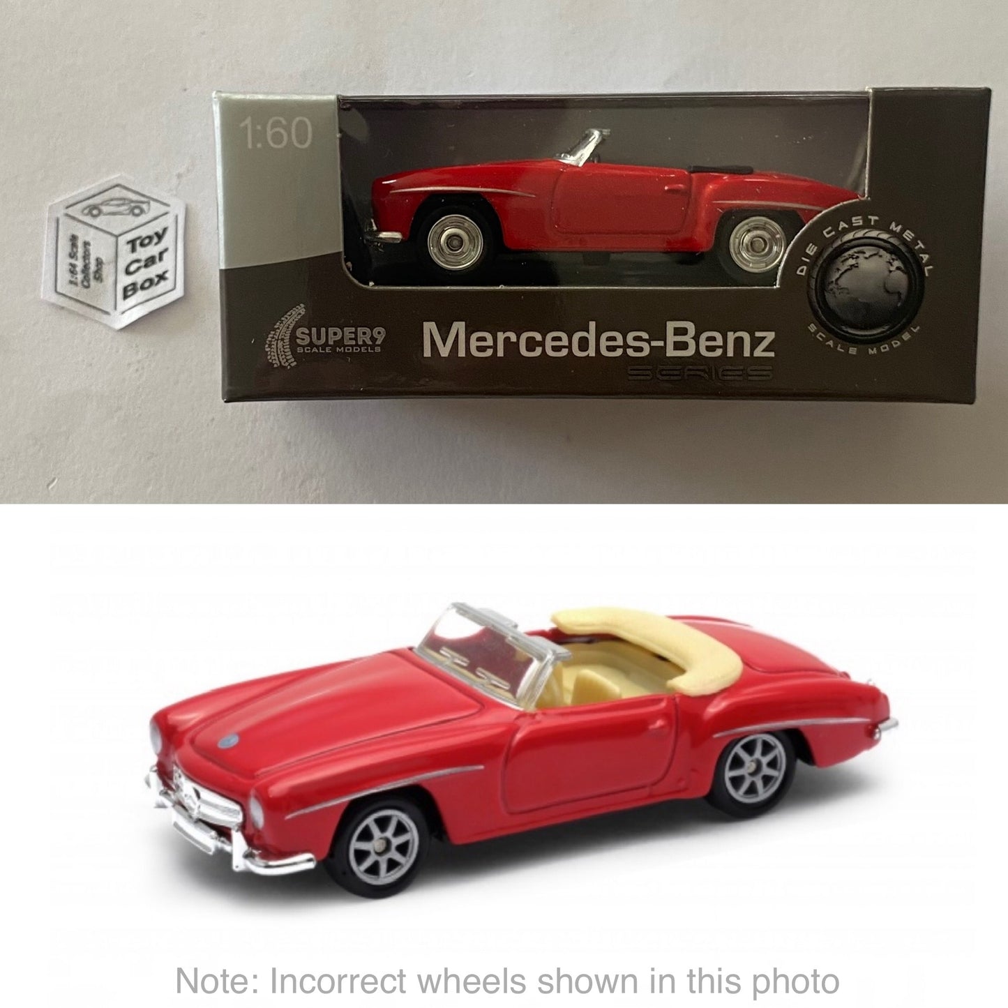 WELLY 1:60-64 - 1955 Mercedes-Benz 190 SL (Red #52302 - Boxed - See Notes) E01g