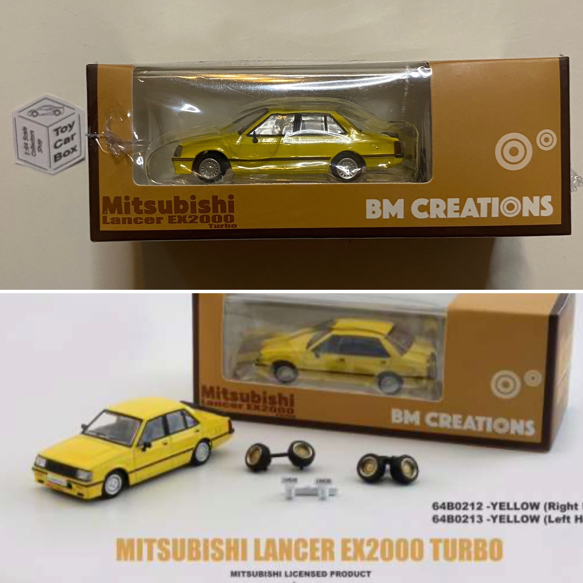 BM CREATIONS - Mitsubishi Lancer EX2000 Turbo (1:64 Scale - Yellow - R –  Toy Car Box