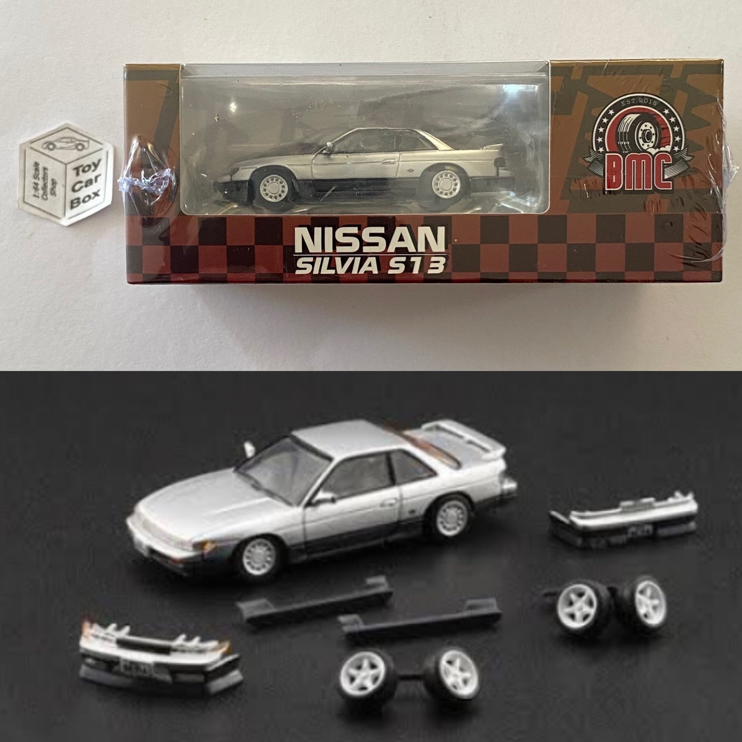 BM CREATIONS - Nissan Silvia S13 (1:64 - Silver / Grey - LHD) N75g