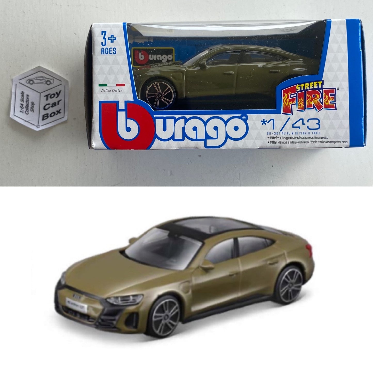BBURAGO 1/43 - 2022 Audi RS e-tron GT (Olive Green - Street Fire - Boxed) E37g