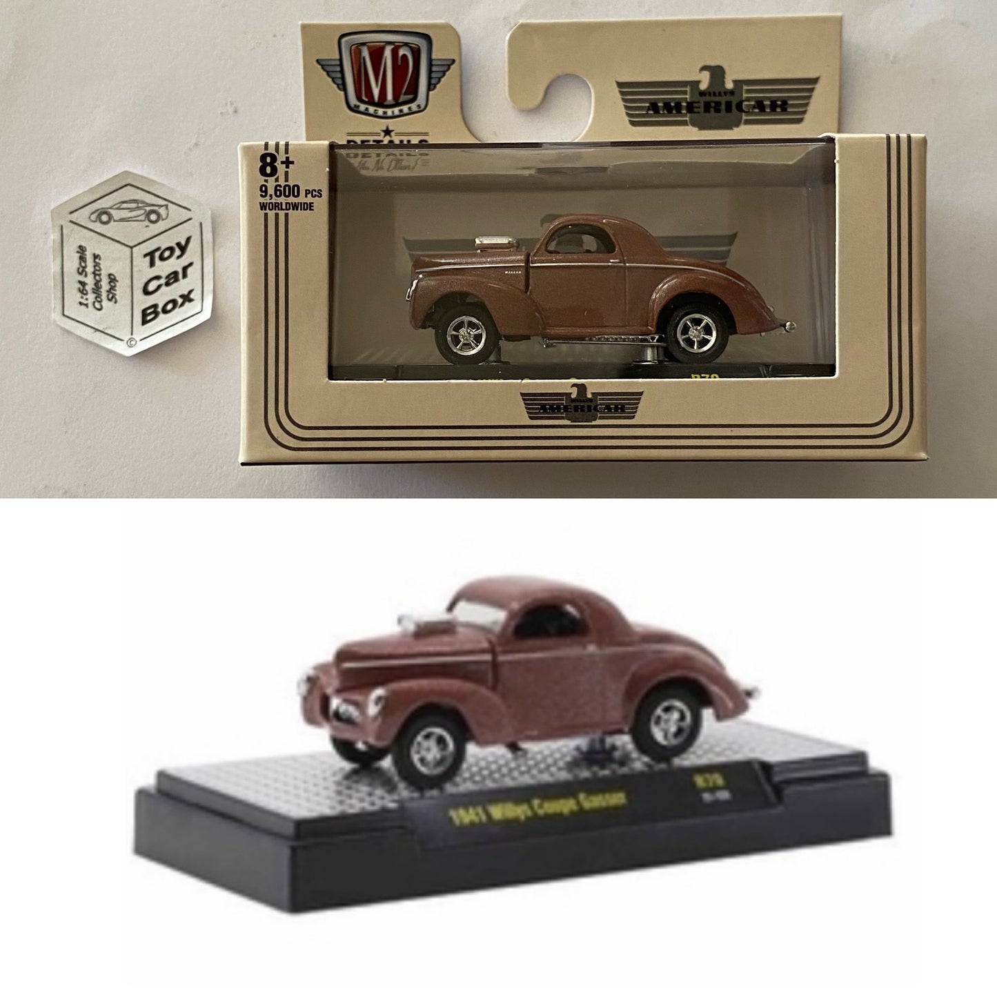 M2 MACHINES - 1941 Willys Coupe Gasser (Brown - Auto Gassers R70) L92g