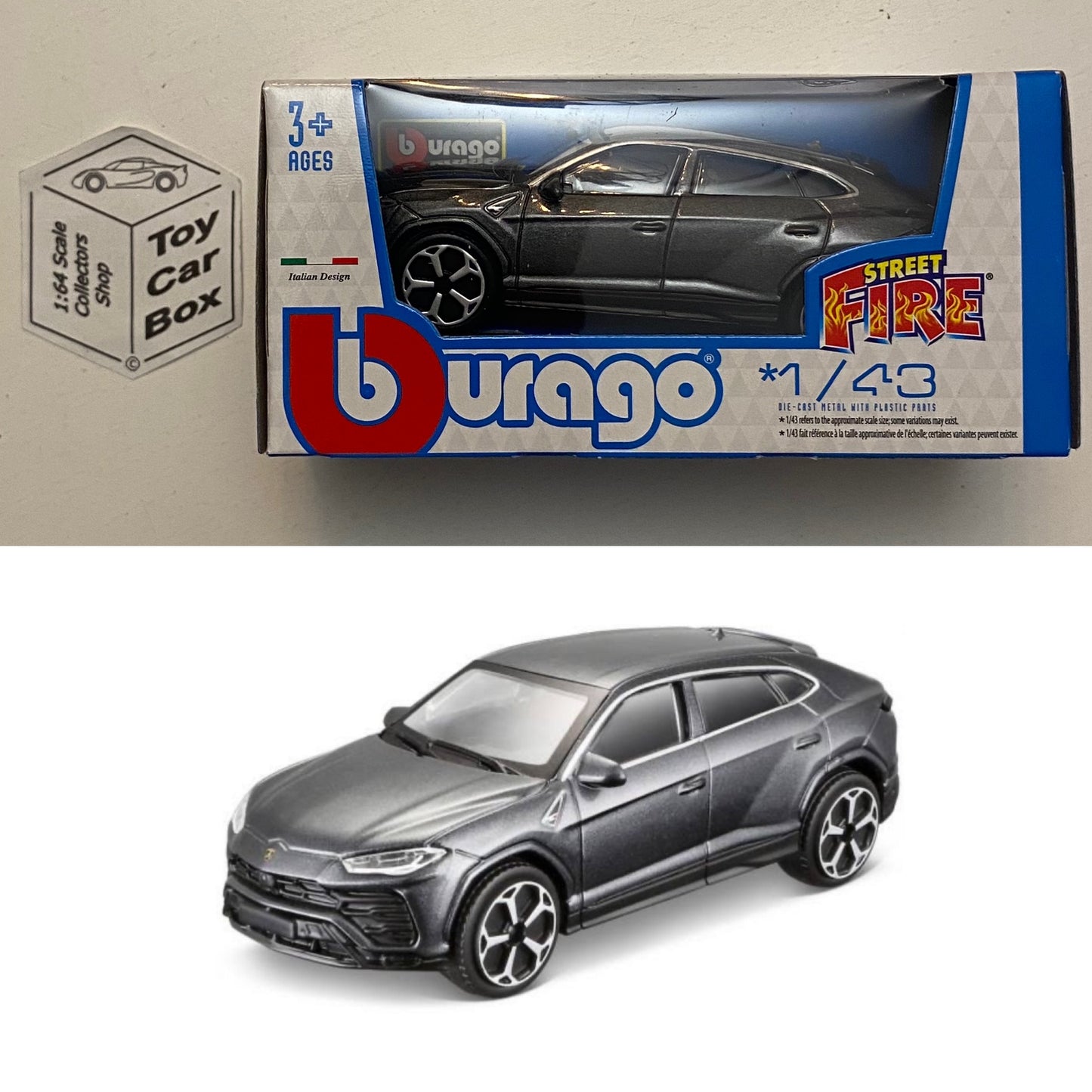 BBURAGO 1/43 - Lamborghini Urus (Grey - Street Fire - Boxed) E45