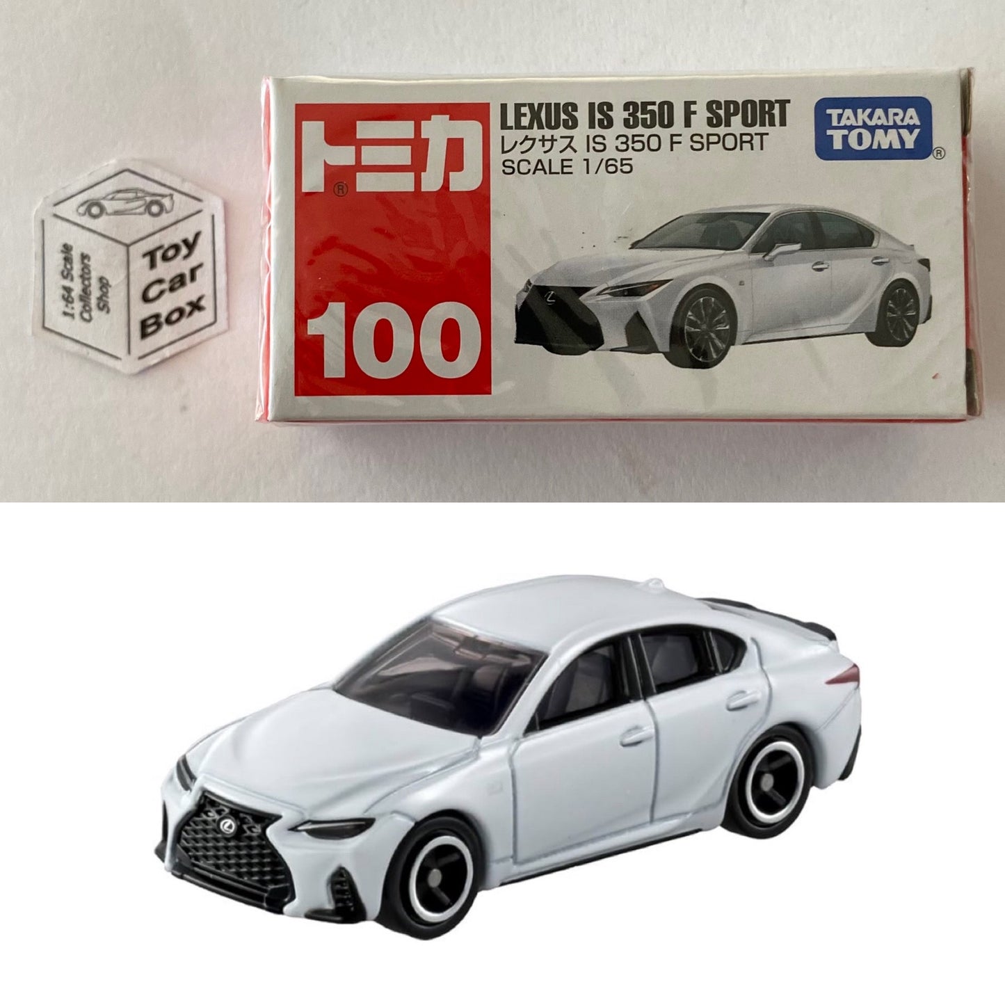 TOMICA Regular #100 - Lexus IS350 F Sport (White - 1/65 Scale - Boxed) E50g