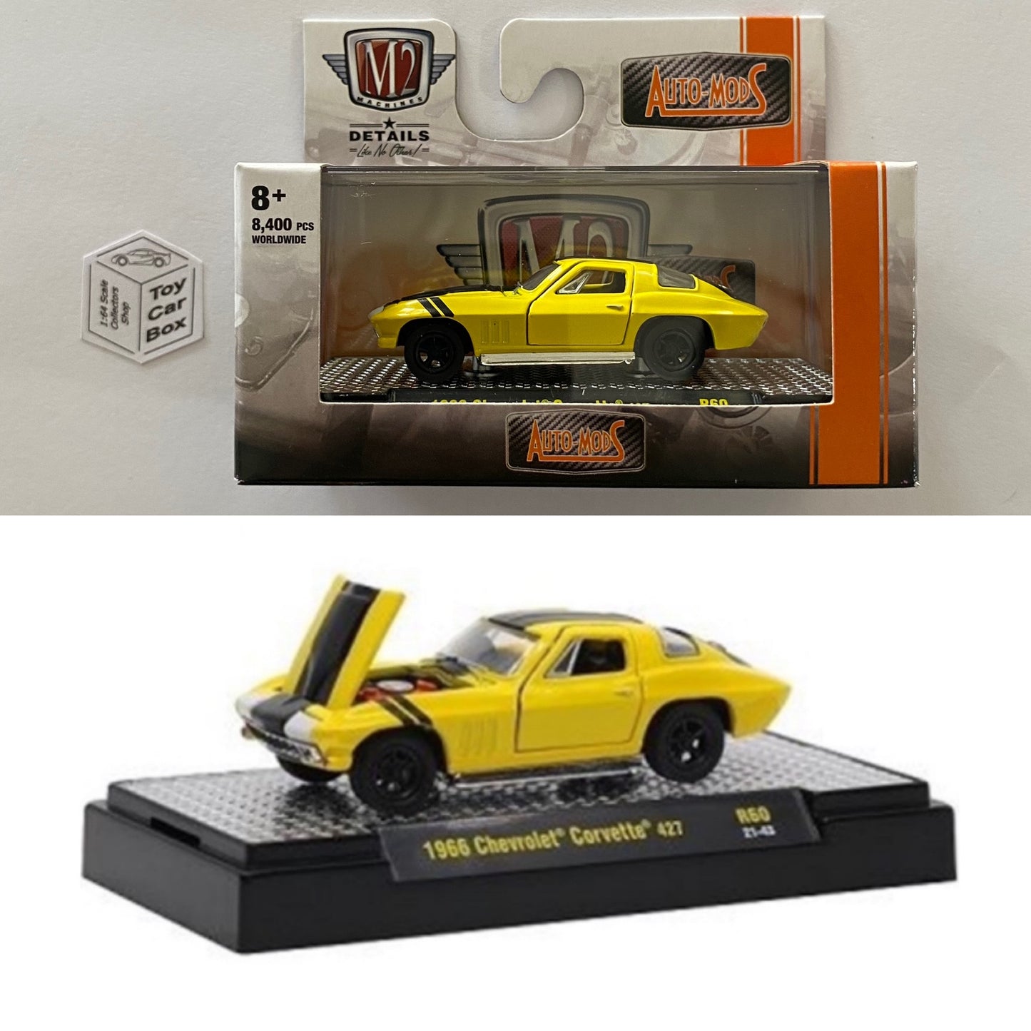 M2 MACHINES - 1966 Chevy Corvette 427 (Yellow - Auto Muscle Gassers - 1/64) L05