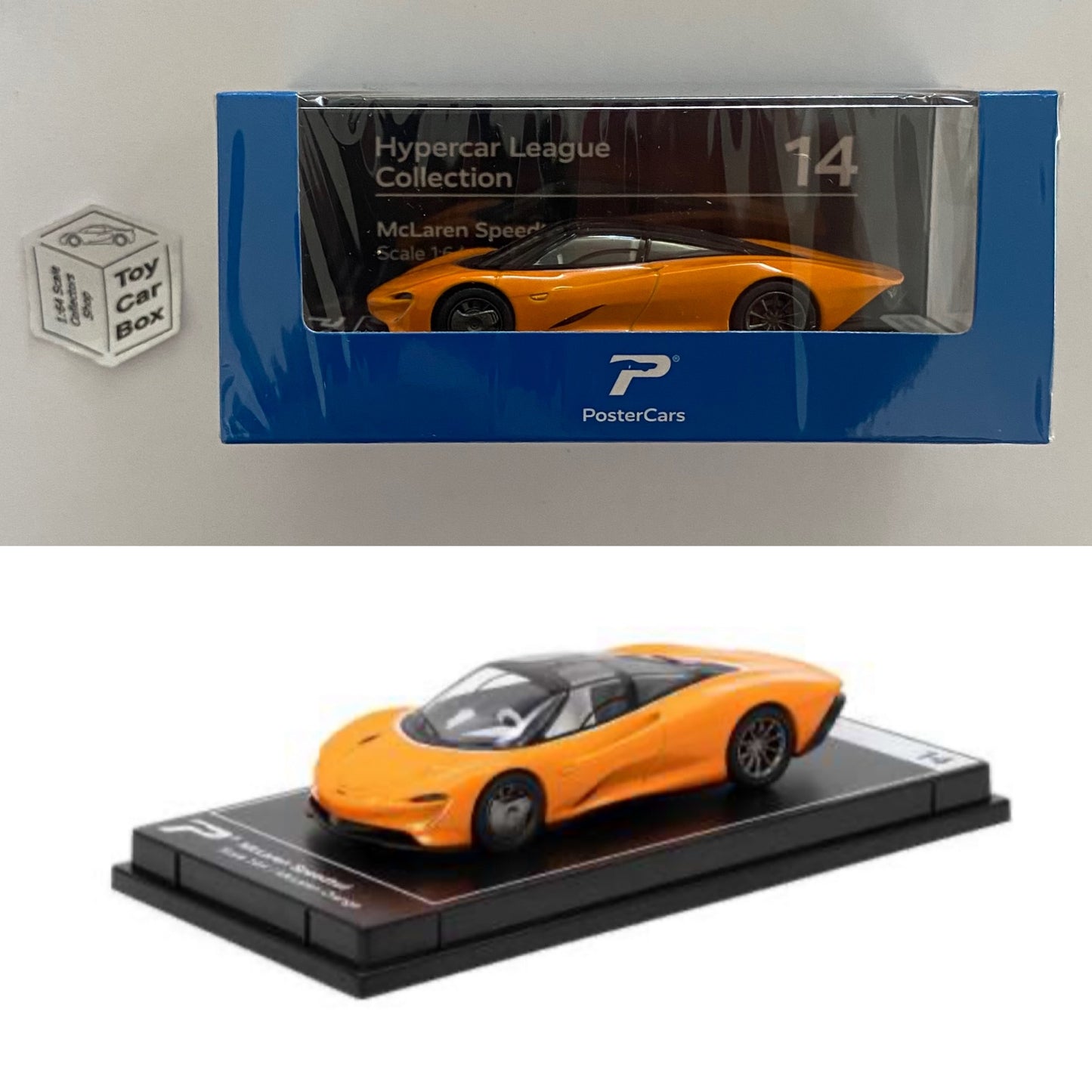 KINTOY POSTER CARS - McLaren Speedtail (Orange #14 - 1/64 Scale Hypercar) G87g