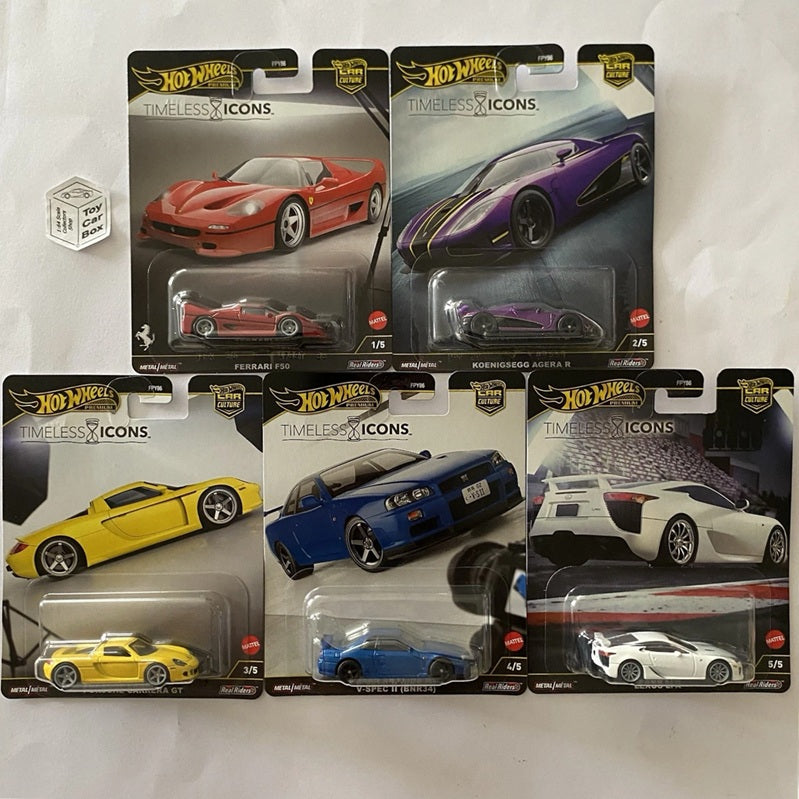 2025 HOT WHEELS Car Culture - Timeless Icons 5 Car Set (Inc F50 & Skyline) CE2