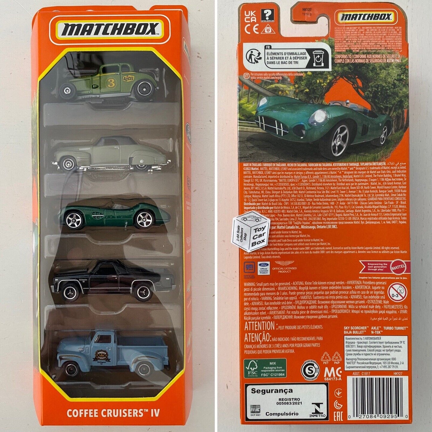 2023 MATCHBOX Coffee Cruisers IV 5 Pack (Inc. Ford, Caddy, DBR1, El Camino & Chevy) K94