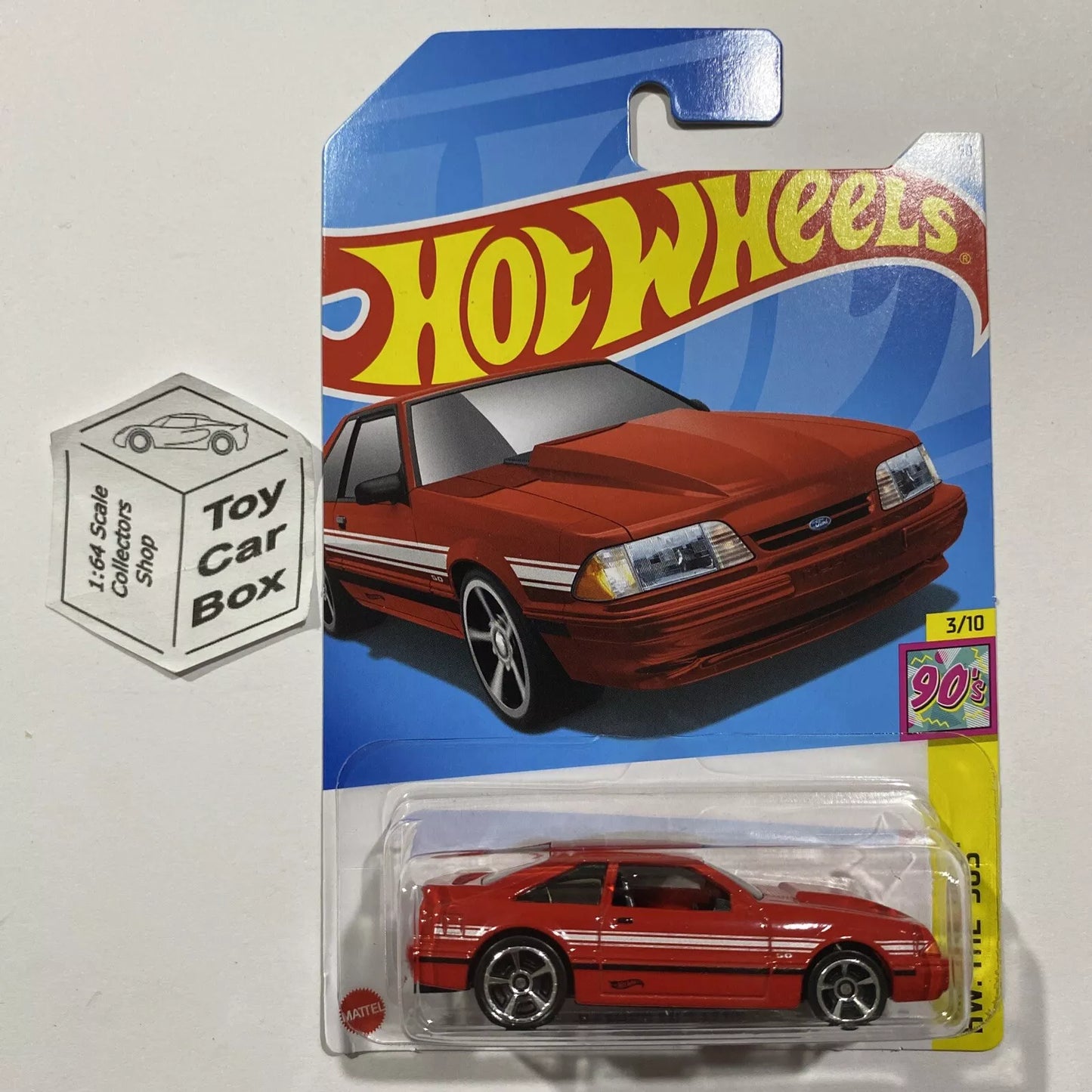 2024 HOT WHEELS #194 - ‘92 Ford Mustang (Red #3 HW: The 90s - Long Card) A75