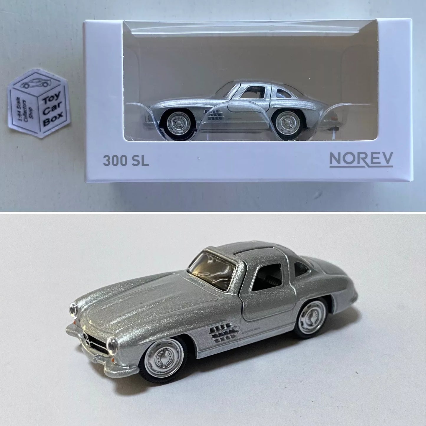 NOREV - Mercedes-Benz 300SL (Silver - 1:64 Scale - MiniJet Boxed) E83g