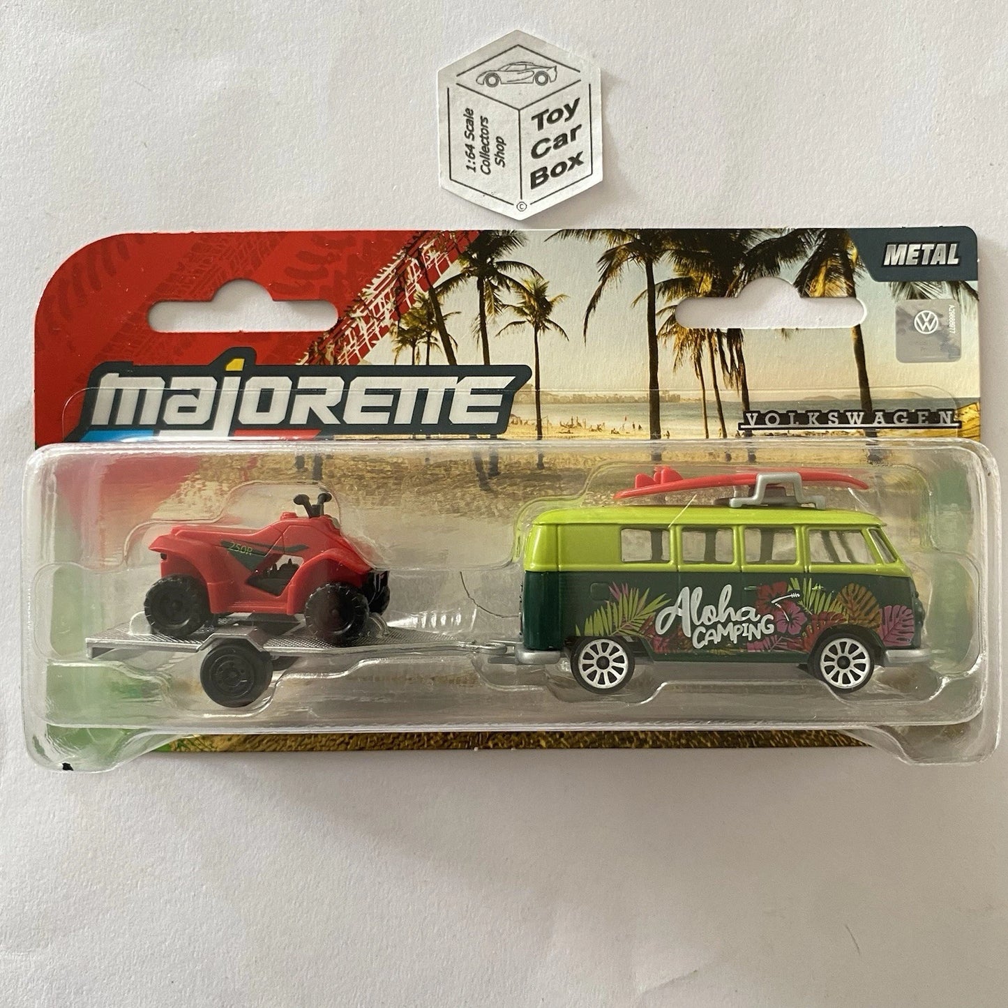 MAJORETTE Trailers - Volkswagen T1 Bus (Green) & Quad bike Trailer - 1/64* - H79
