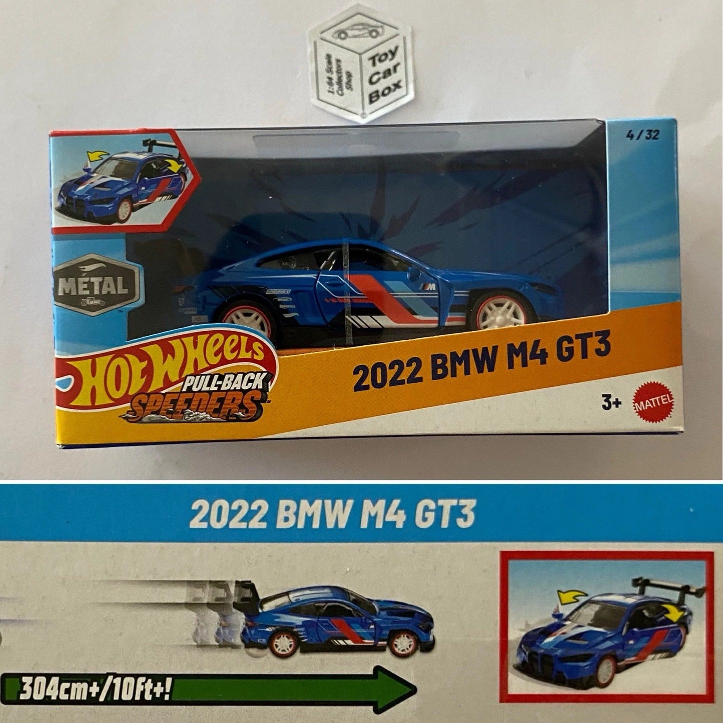 2026 HOT WHEELS 1:43* - 2022 BMW M4 GT3 (Blue - Pull-back Speeders) L00