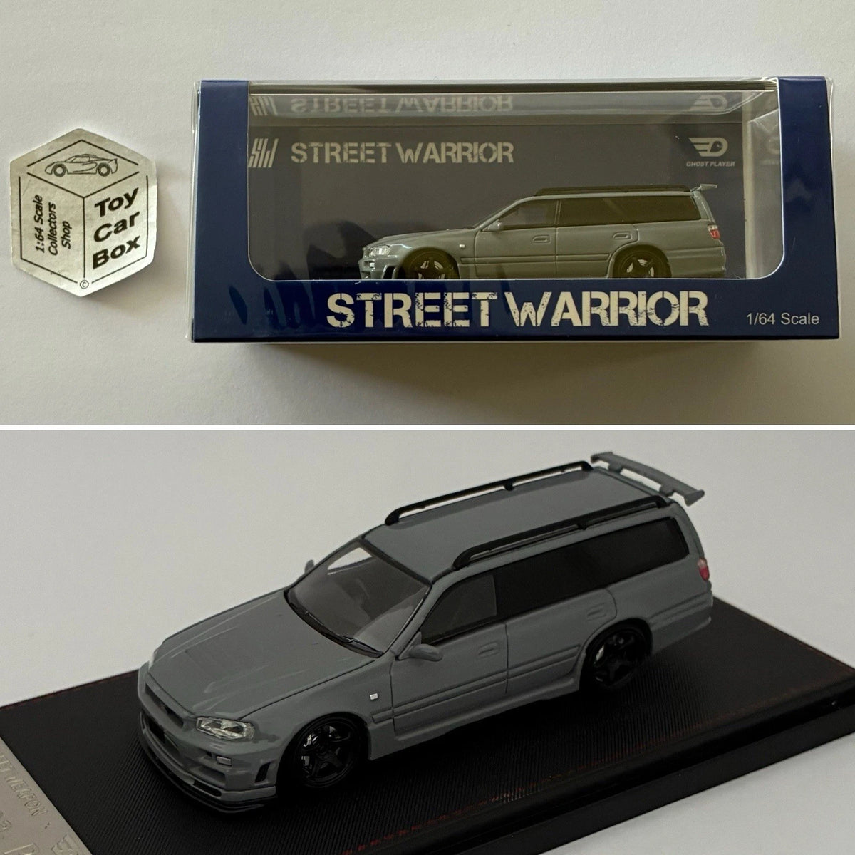 STREET WEAPON - Nissan Stagea R34 Wagon (Grey - 1/64 Scale - Display Case) Y37g