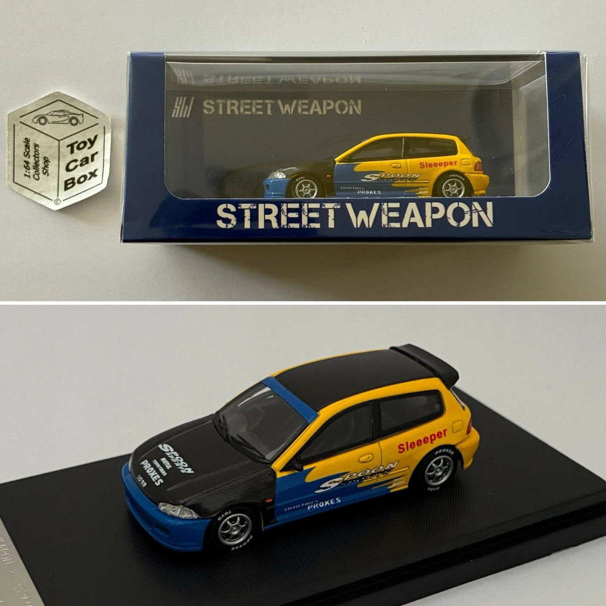 STREET WEAPON - Honda Civic EG6 (Spoon Racing - 1/64 Scale - Display Case) Y37g