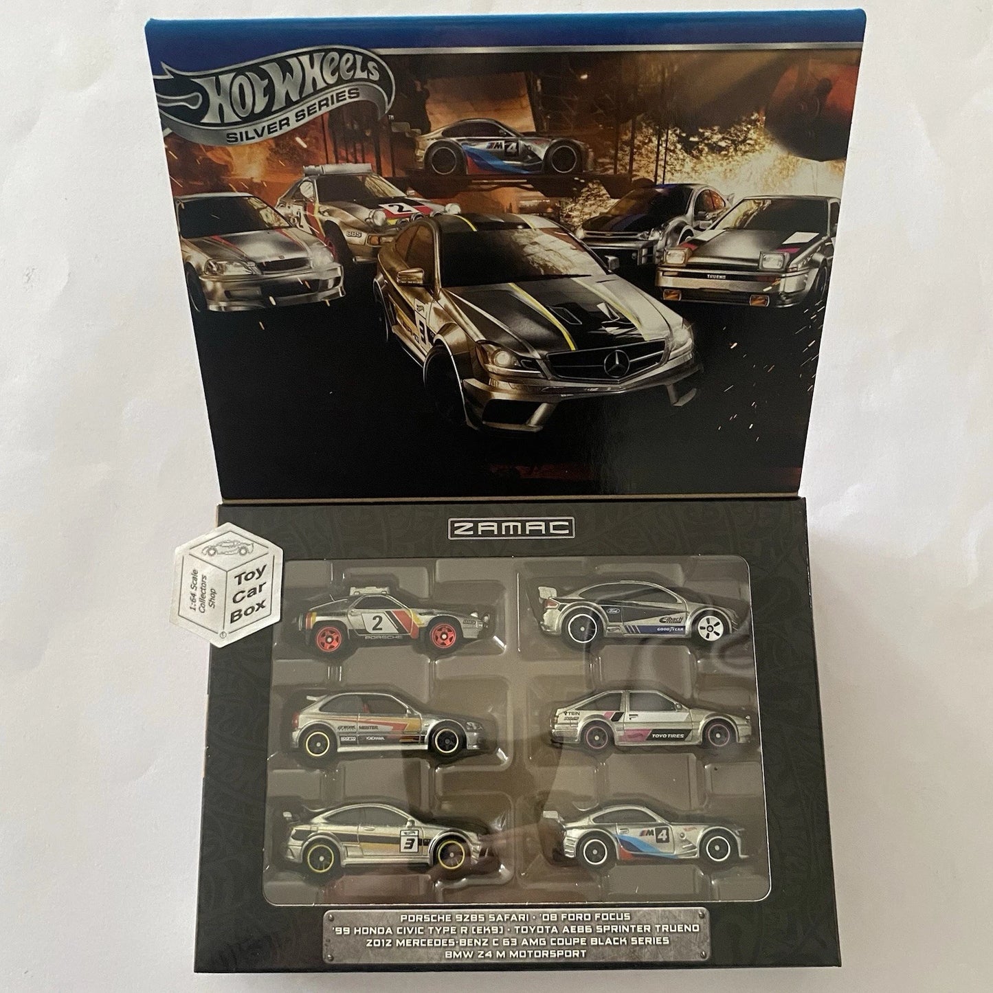 2025 HOT WHEELS Zamac 6 Car Set -C63 AMG, 928, Civic EK9, Z4, Focus & AE86 - R00