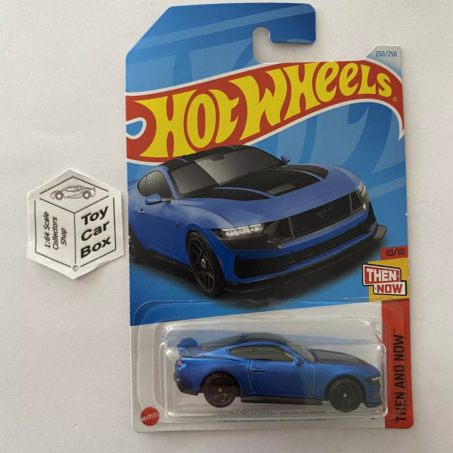 SALE - 2024 HOT WHEELS #250 - Ford Mustang Dark Horse (Blue #10 Then & Now - Long) B00